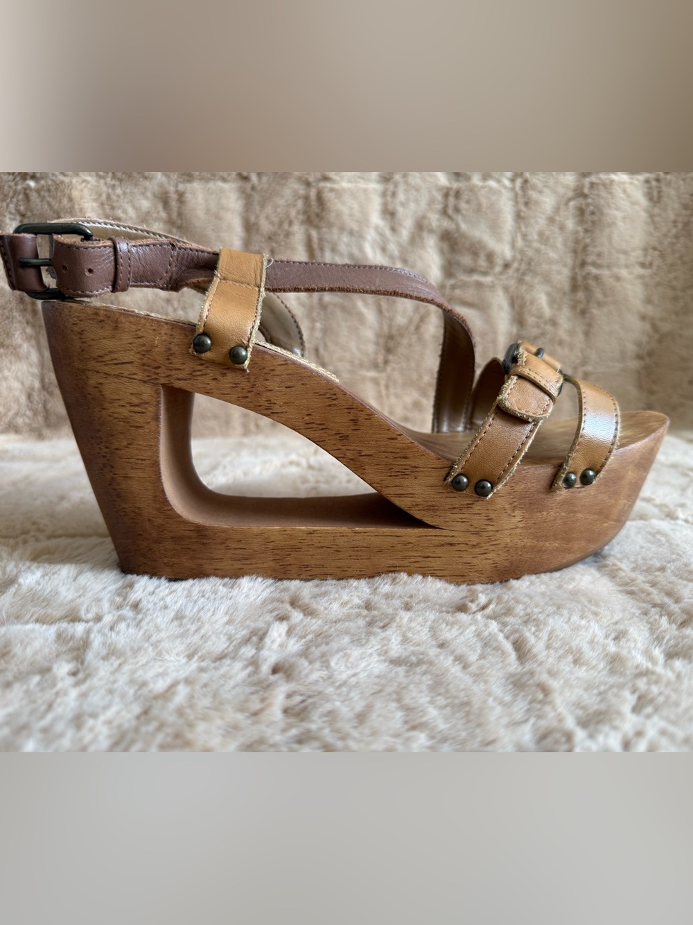 Schuler & Sons Anthropologie Atanado Wooden Cutout Wedges - Sz 8